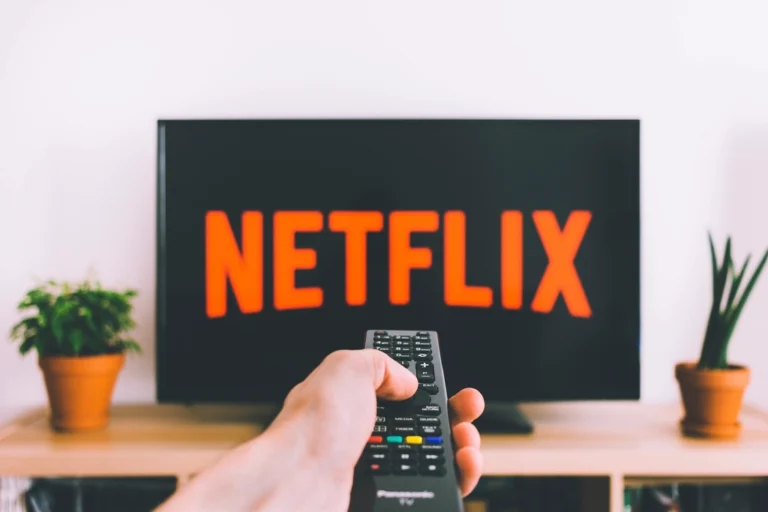 Television screen Netflix logo, location